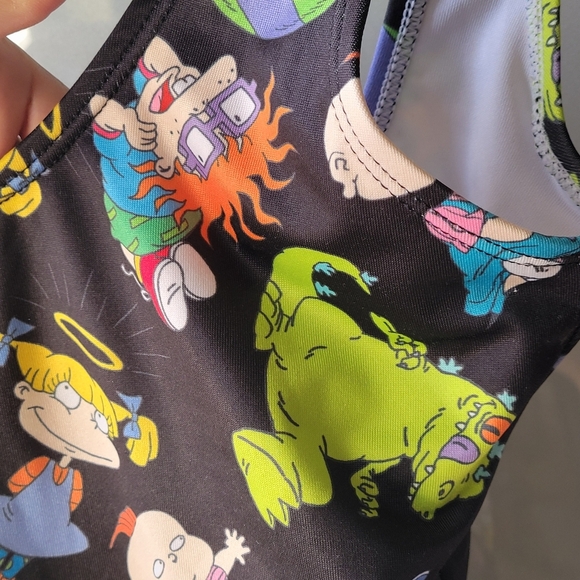 Forever 21 Black Green Full Rugrats Graphic One-Piece Swimsuit Small Multicolor - Picture 7 of 9